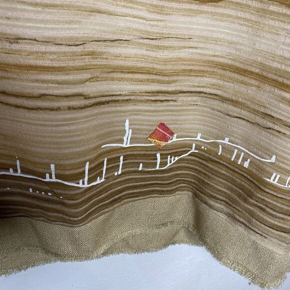 KD Spring Lagenlook Artsy Short Sleeve Top Tan V-Neck Shirt Lined Women’s XL‎ - Picture 5 of 16